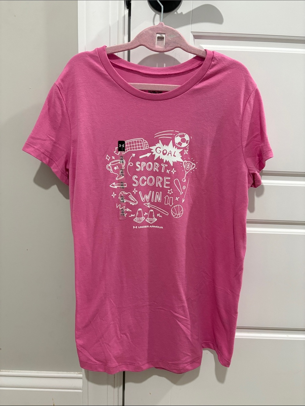 Under Armour Pink Youth Crewneck Graphic Tee - Picture 1 of 3